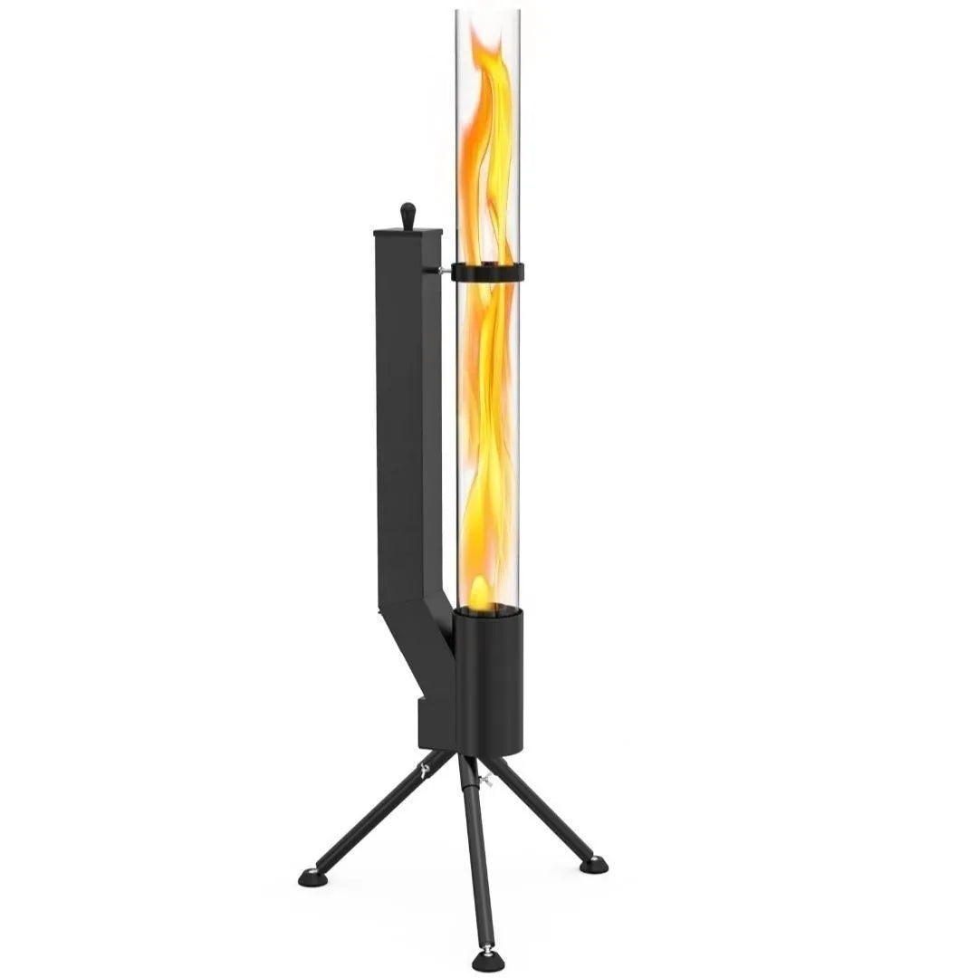 Vertical iron wood burning rocket furnace heating stove for courtyard installation