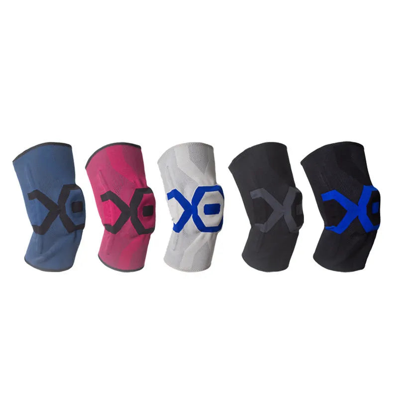 Men's black and grey silicone knee pads for running and cycling protection