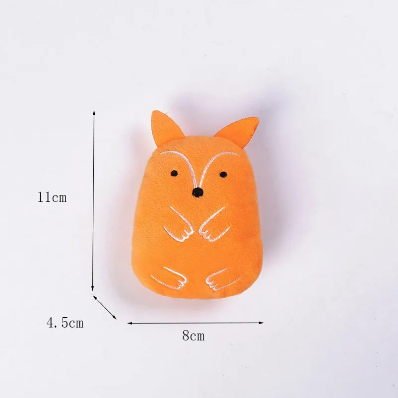 Plush catnip chewing toy with squeaker in assorted colours