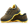 Bronze cow suede steel toe safety boots with anti-skid sole for workplace protection