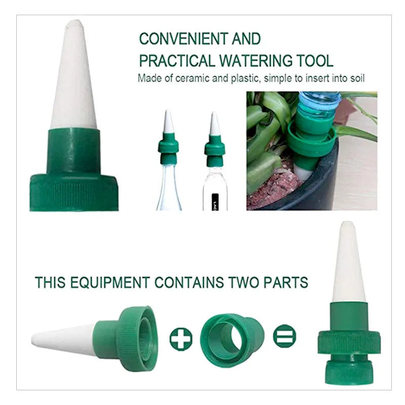 Green ceramic plant water dripper device for cola bottle automatic irrigation systems
