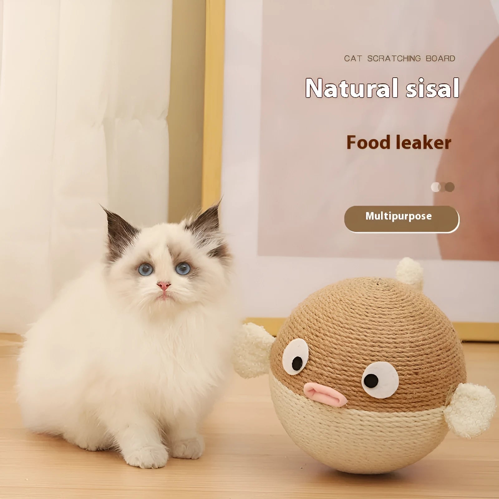 15cm cube-shaped sisal pet feeder puzzle with puffer leakage design for dogs and cats