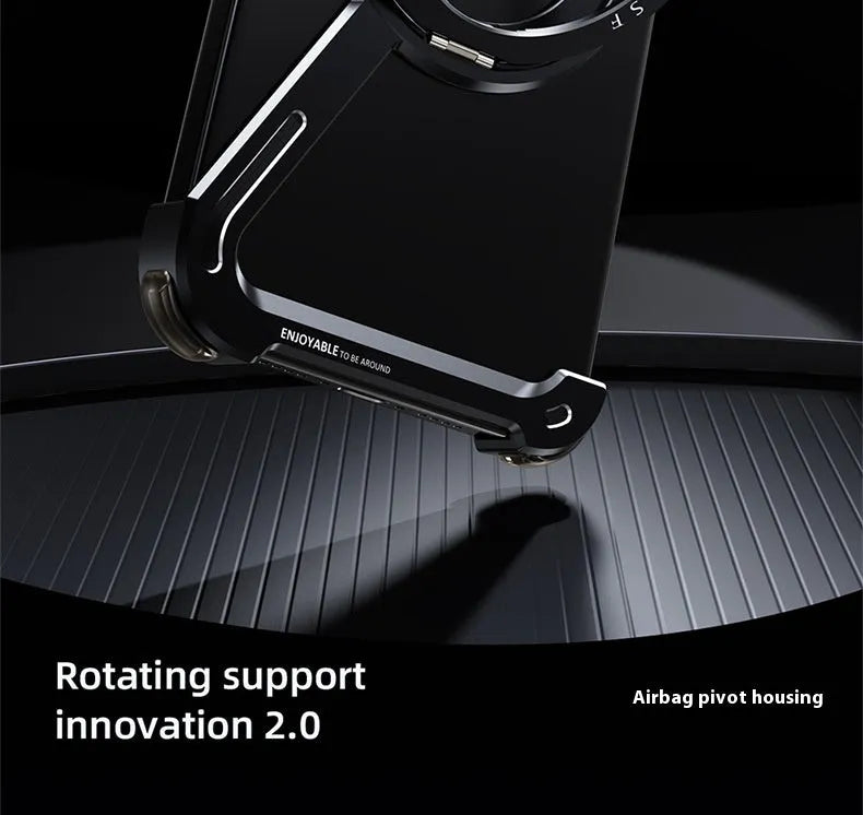 iPhone 17 Pro Max metal phone case with integrated magnetic bracket in black electroplated finish