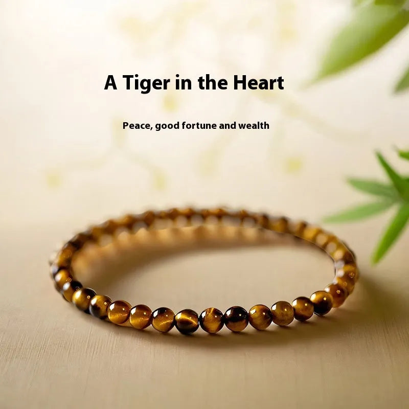 Tigereye stone bracelet with geometric rounded design in new Chinese style