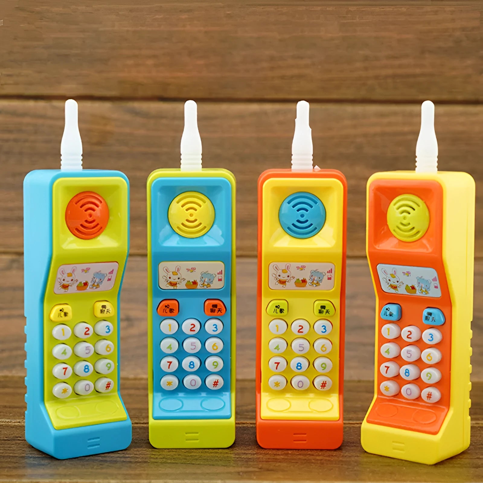 Electronic sound and light educational toy with music themes and cartoon animal design for age 3+ children