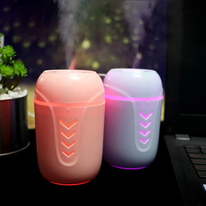 X3 portable car humidifier with columnar design in blue colour showing USB port and mist outlet