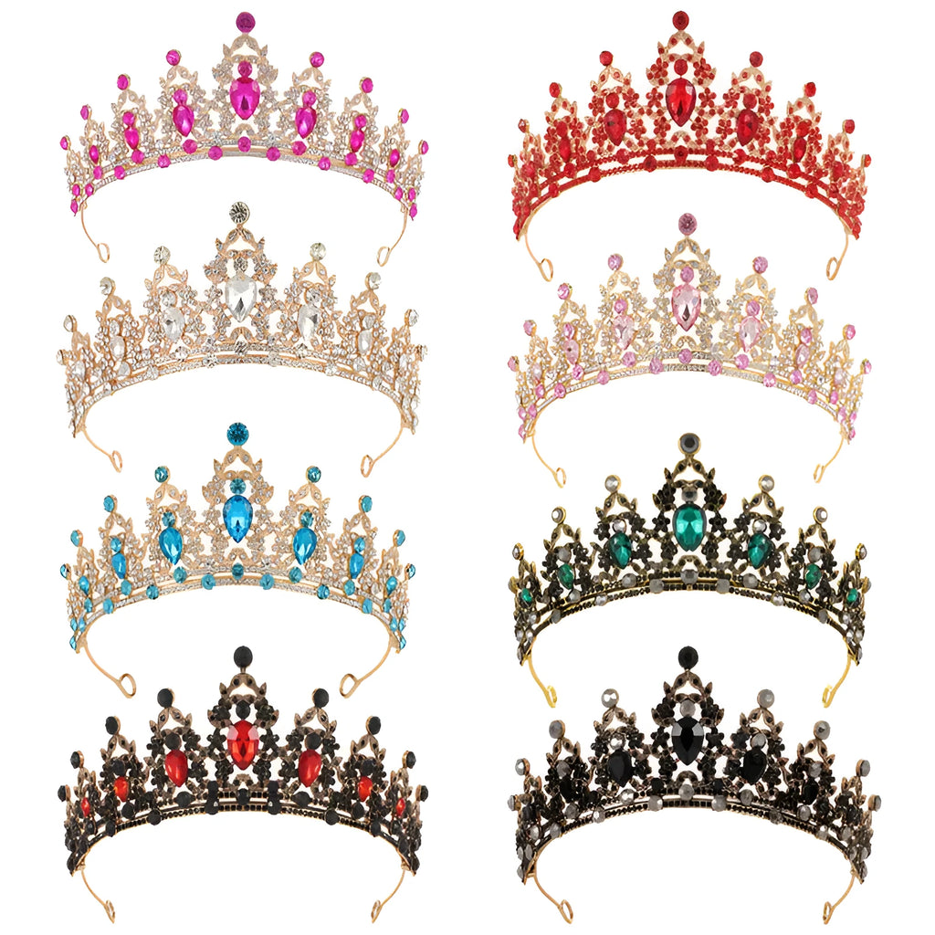 Baroque style bride headdress crown with rhinestone detailing in alloy metal