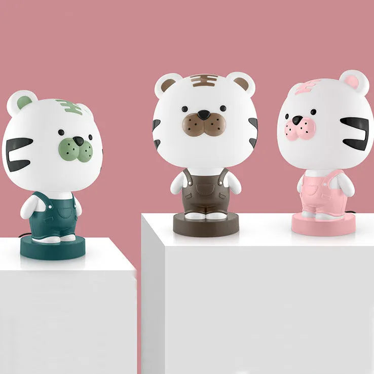 Animal cartoon table lamp with plastic shade showing bear, cattle, rabbit, or tiger design options