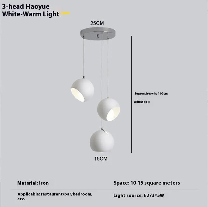 Post-modern Nordic ball chandelier lamp in single-head and three-head configurations