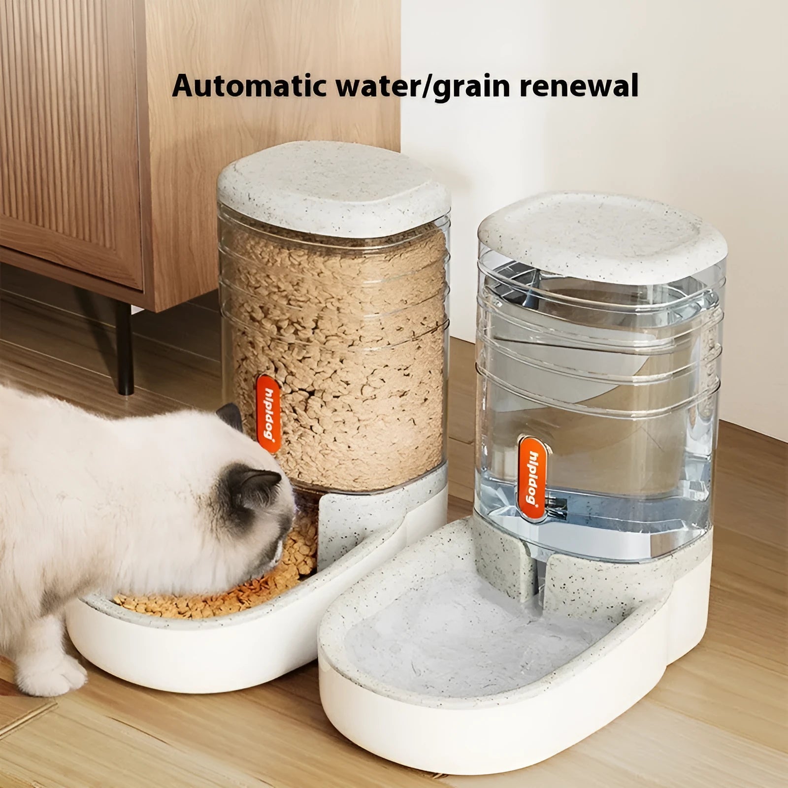 Grey automatic pet water fountain with 3.8L large capacity for dogs and cats.