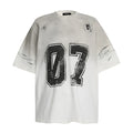 A man's short-sleeved printed t-shirt in pure cotton, shown in black and white colour options.
