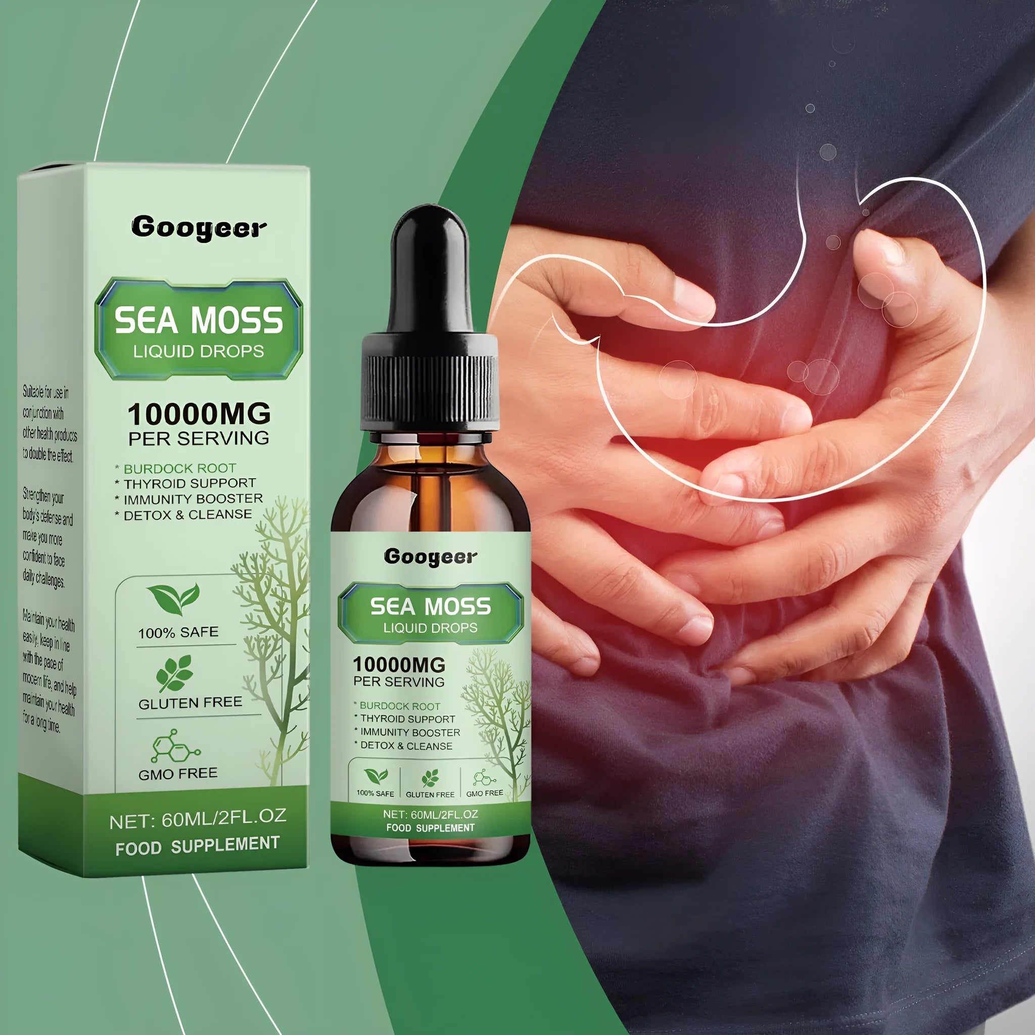 Googeer sea moss liquid drops body treatment in 60ml bottle