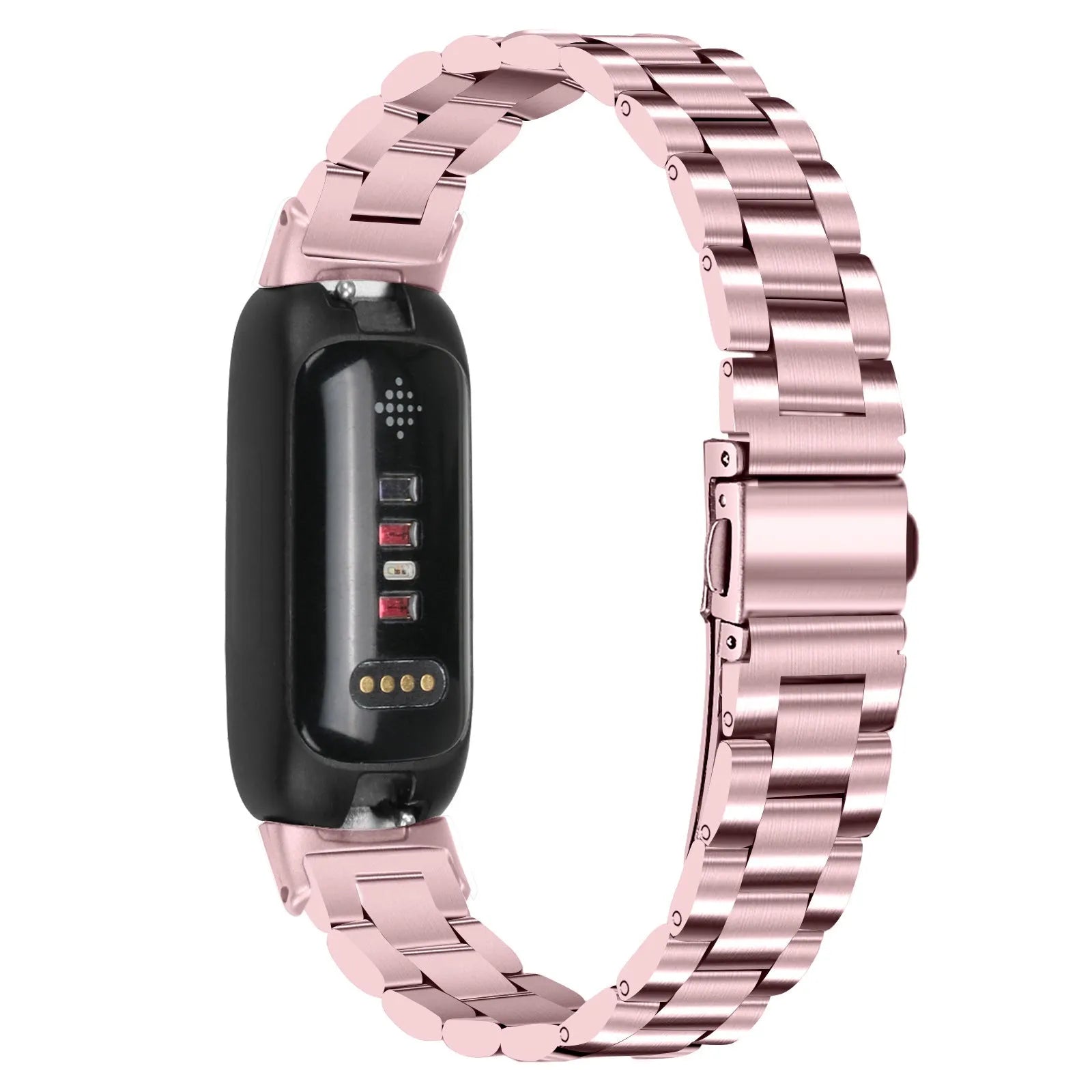 Stainless steel Apple Watch strap for Inspire 3 with three-bead design in multiple colour options