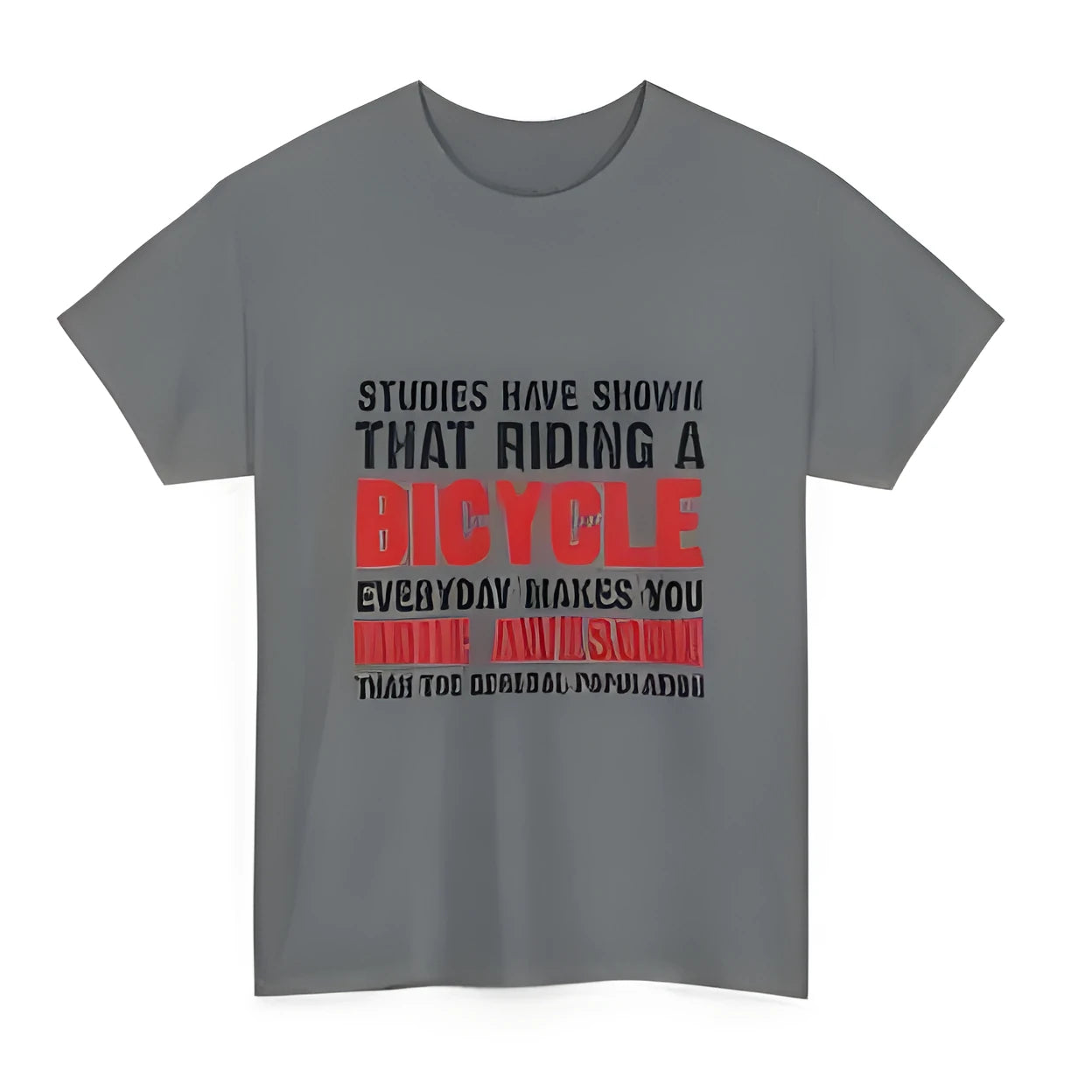 Grey women's short sleeve cotton t-shirt with a printed pattern, shown as a pullover style top.