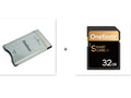 Stainless steel SD to PCMCIA adapter card with 32GB SD card for Mercedes-Benz vehicles.