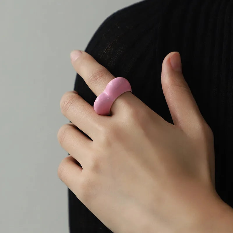 Original design heart-shaped ring with 3D enamel detail in a choice of colours.