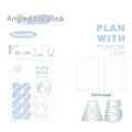 Oblique angle artsy Ins Style Salt student draft notebook showing cover options in white and plaid blue