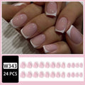 24 white acrylic fake nails with black plaid pattern, artificial nail tips for manicure