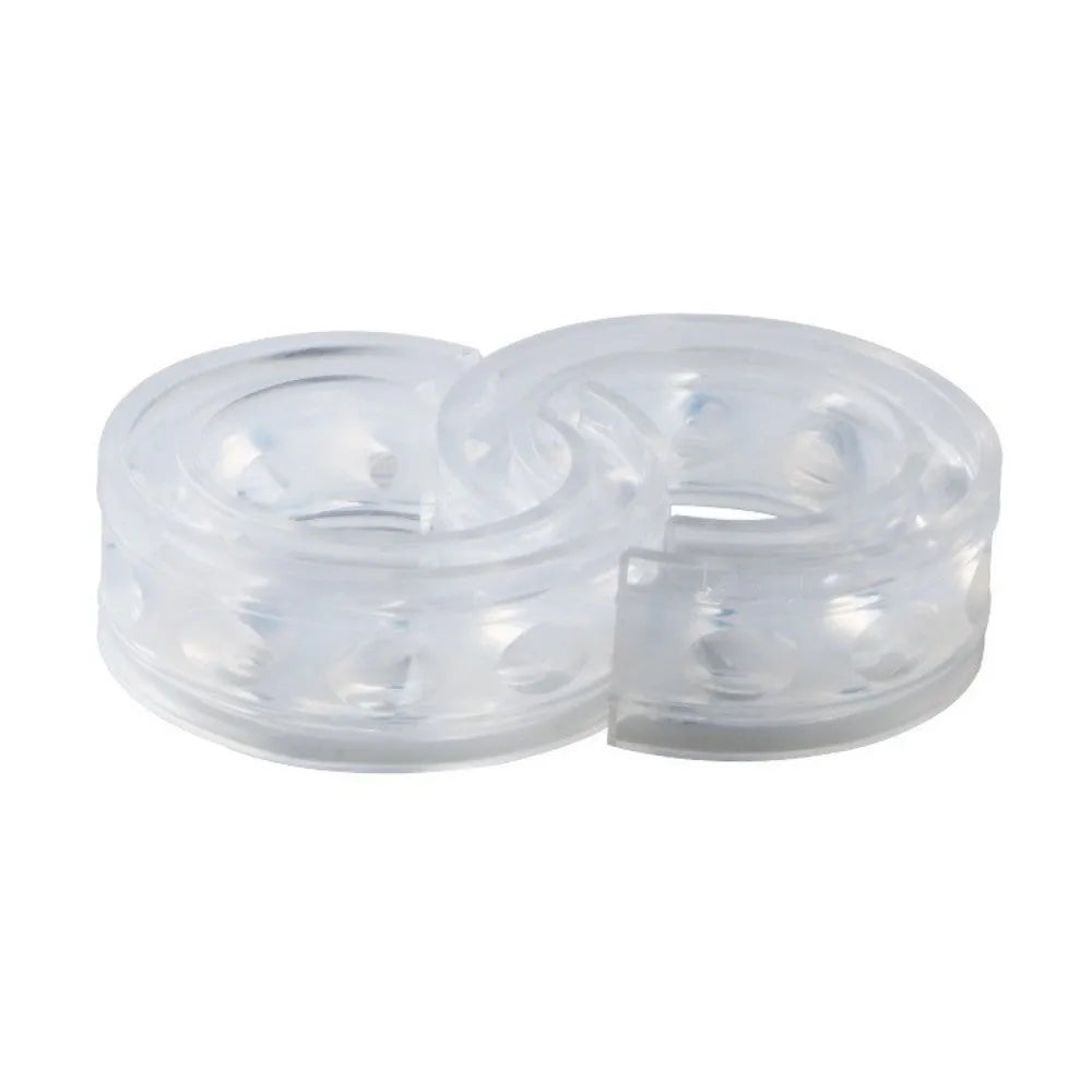Transparent rubber shock absorber for car spring, showing six size options A through F with dimensions.