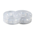 Transparent rubber shock absorber for car spring, showing six size options A through F with dimensions.
