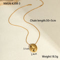 Geometric gold pendant on adjustable stainless steel chain necklace with regular links