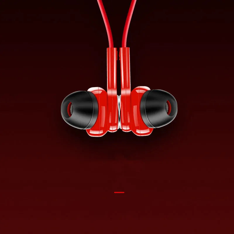 G03 neckband sports Bluetooth earphones in black, red, or white colour with bilateral earpieces.