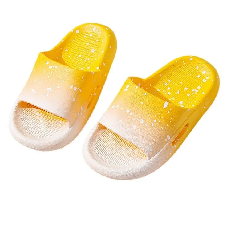 Children's gradient blue PVC slipper sandals with non-slip sole on a light background.