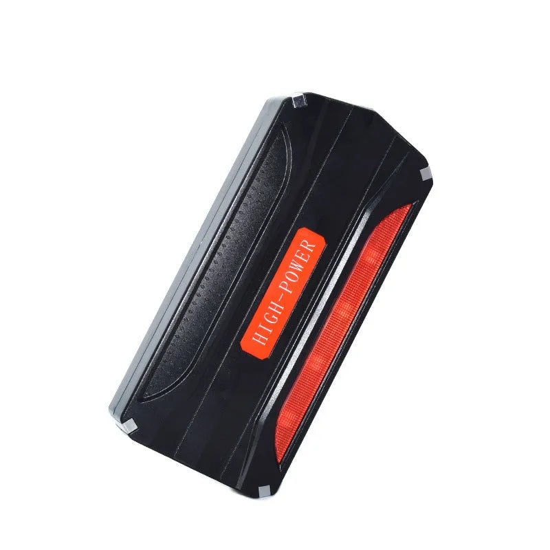 Black red 12V vehicle emergency starting power supply with 7800mAh battery capacity measuring 178x80x30mm