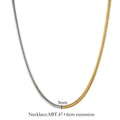 Gold-toned women's snake bones chain necklace with 3mm thick geometric links.