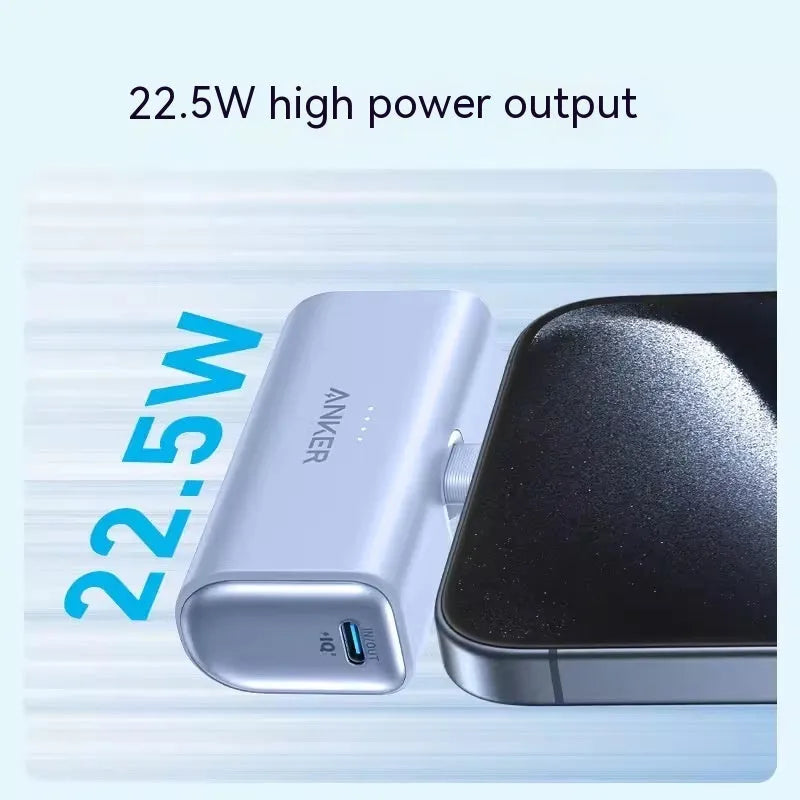 Compact capsule-shaped power bank in multiple colours with a foldable USB Type-C cable