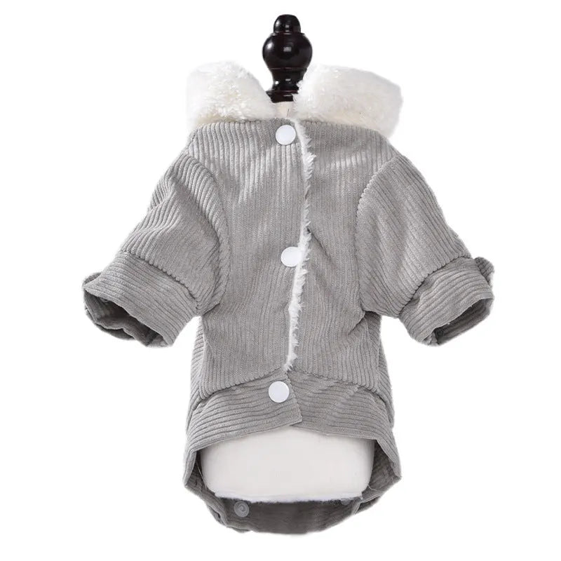 Grey lambswool dog vest with wool lining for winter warmth