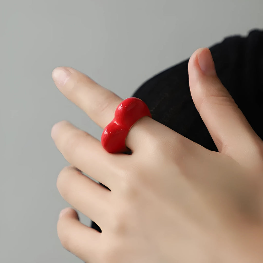 Original design heart-shaped ring with 3D enamel detail in a choice of colours.