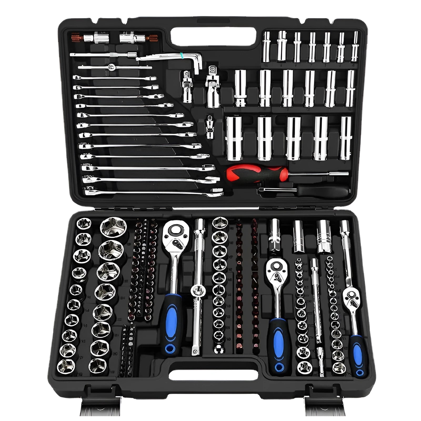 CR-V chromium vanadium steel socket ratchet wrench set for mechanical repair work