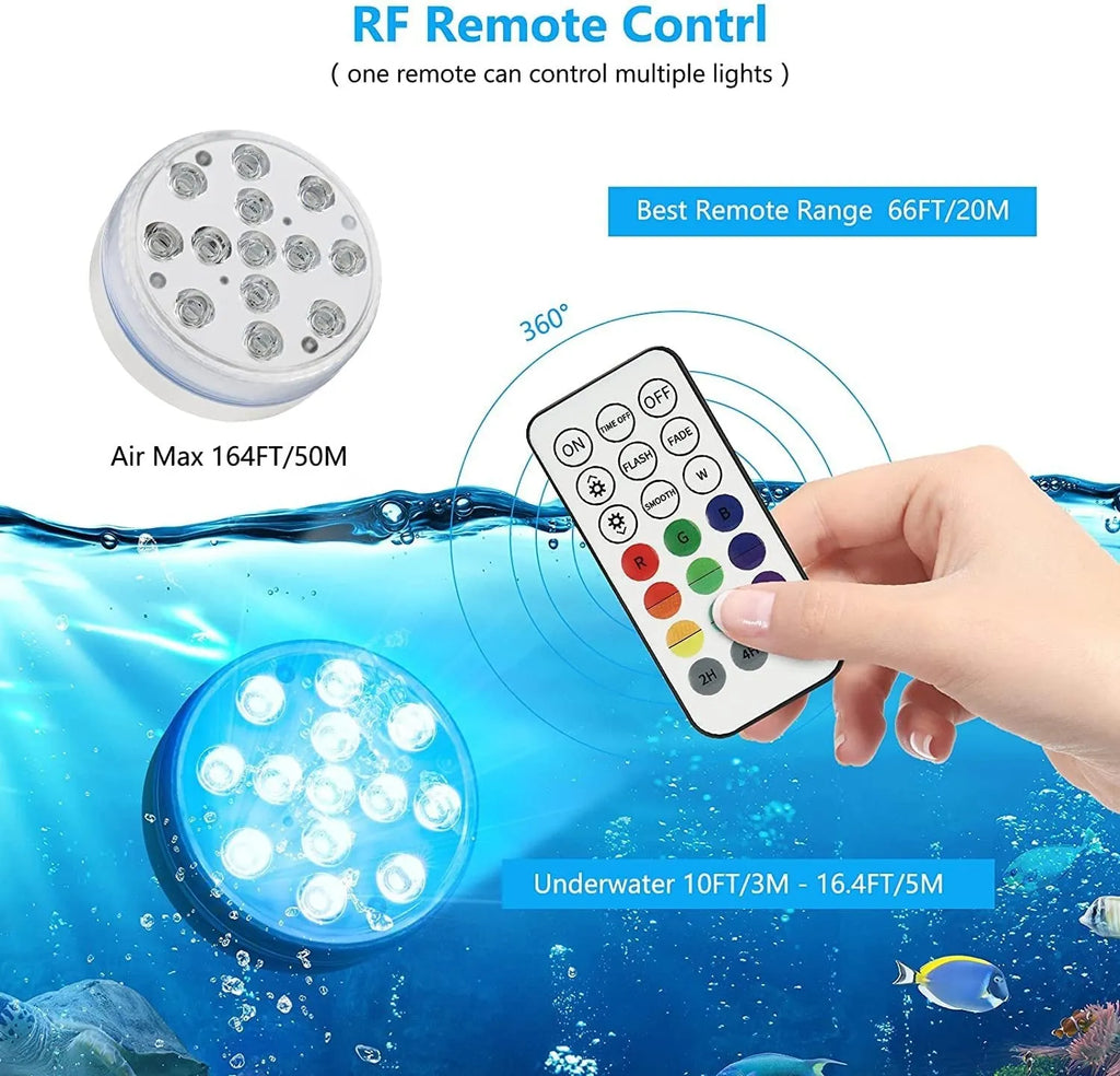 Remote control RGB colour changing diving light with IP68 waterproof rating for garden ponds