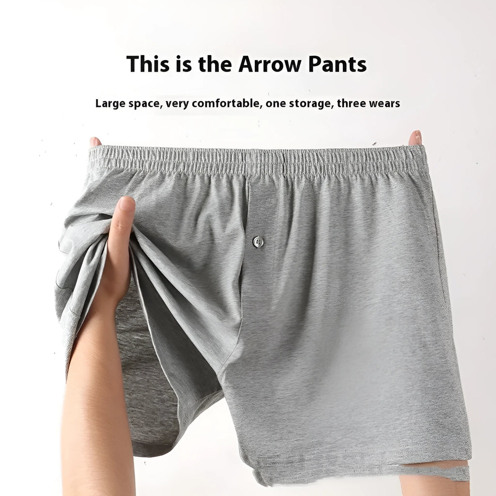 Men's pure cotton boxer shorts in light grey colour showing loose fit and high waist design