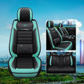 A universal car seat cushion with a leather exterior, shown in a red colour option.