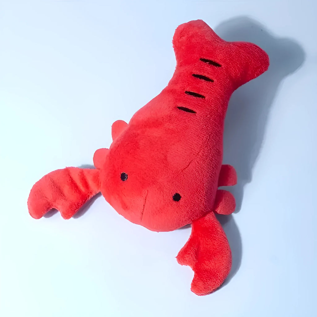 Red lobster crab shaped plush dog toy with squeaker for small medium breeds