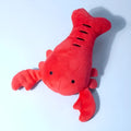 Red lobster crab shaped plush dog toy with squeaker for small medium breeds