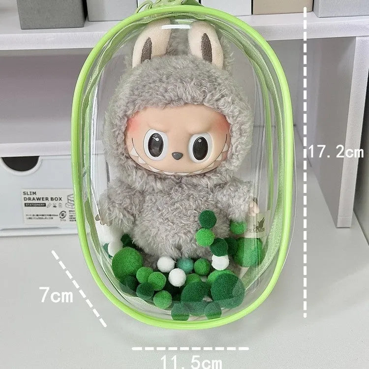PVC cube storage bag with keychain for cotton doll drying protection in various colours