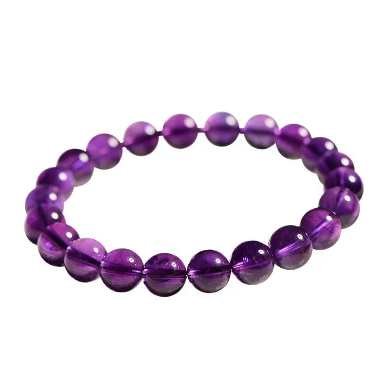 Natural amethyst scattered bead bracelet with polished crystal stones in lavender purple tones