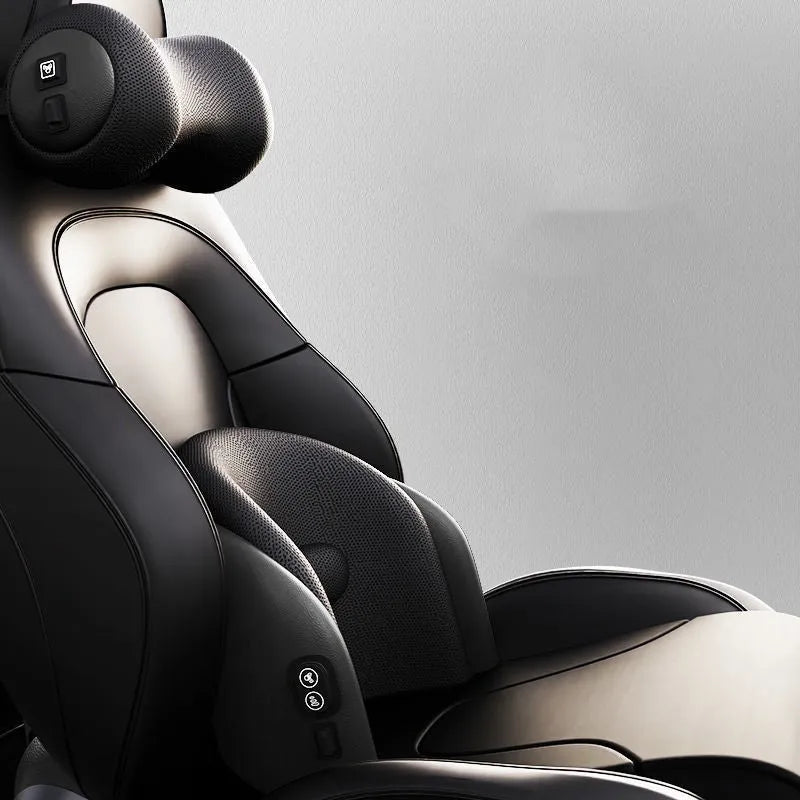 Memory cotton car massage cushion set with electric waist massage and adjustable headrest in three colour options