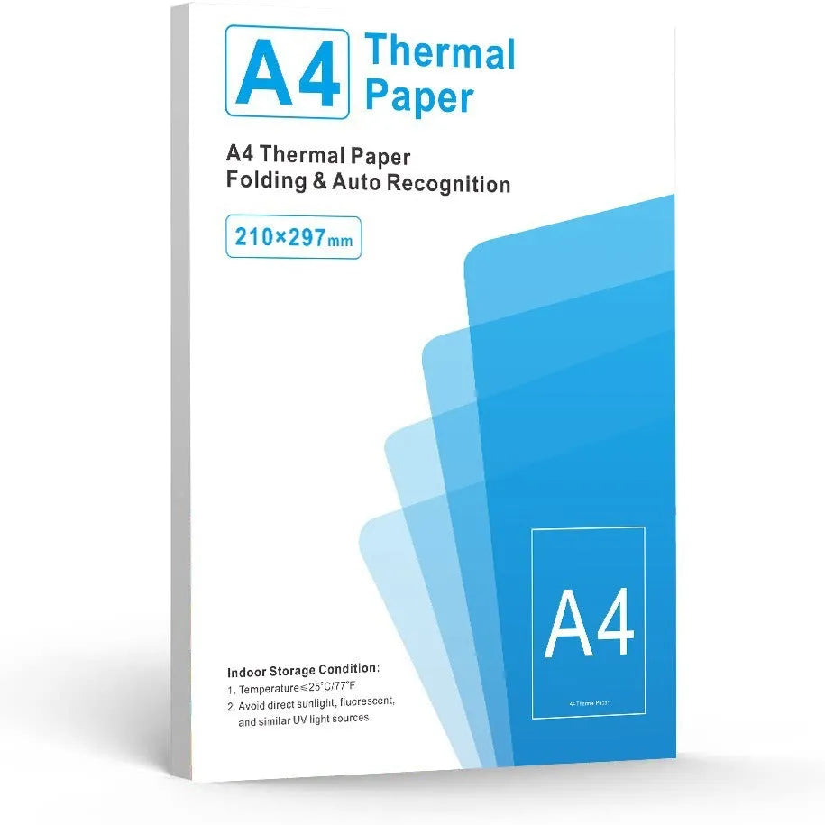 White A4 thermal printer paper sheets with quick-drying thermosensitive properties for business use