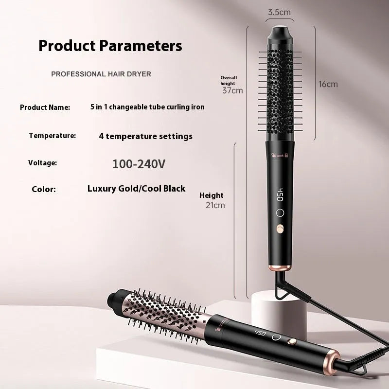 Automatic large wave hair curler in rose gold or black with ABS construction and headband accessories