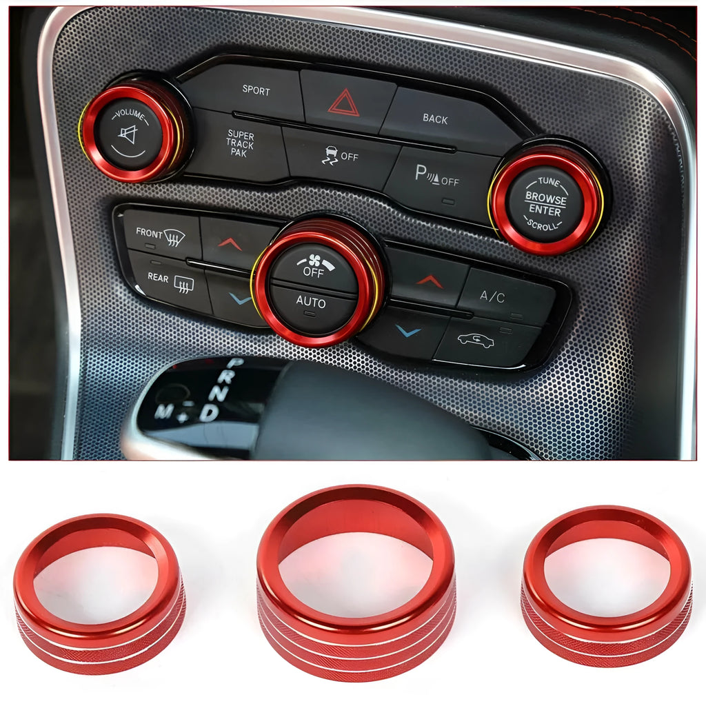 Aluminium alloy air conditioning knob decorative ring for Dodge Challenger and Grand Cherokee interior.