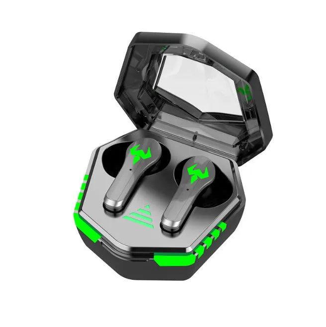 N35 black wireless in-ear gaming Bluetooth headset with charging case