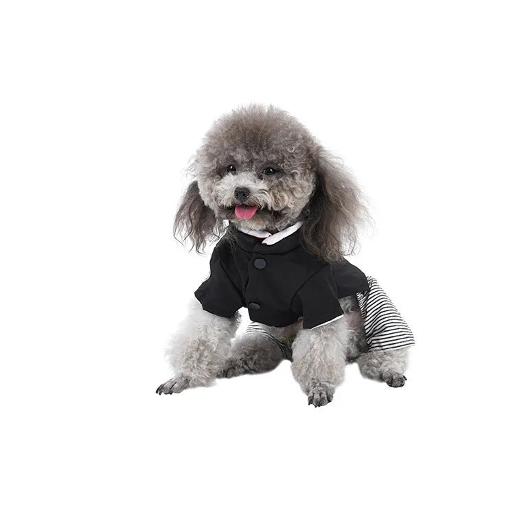 Thin cotton poodle dog clothes in four-legged pants or skirt style for spring, autumn, and summer.