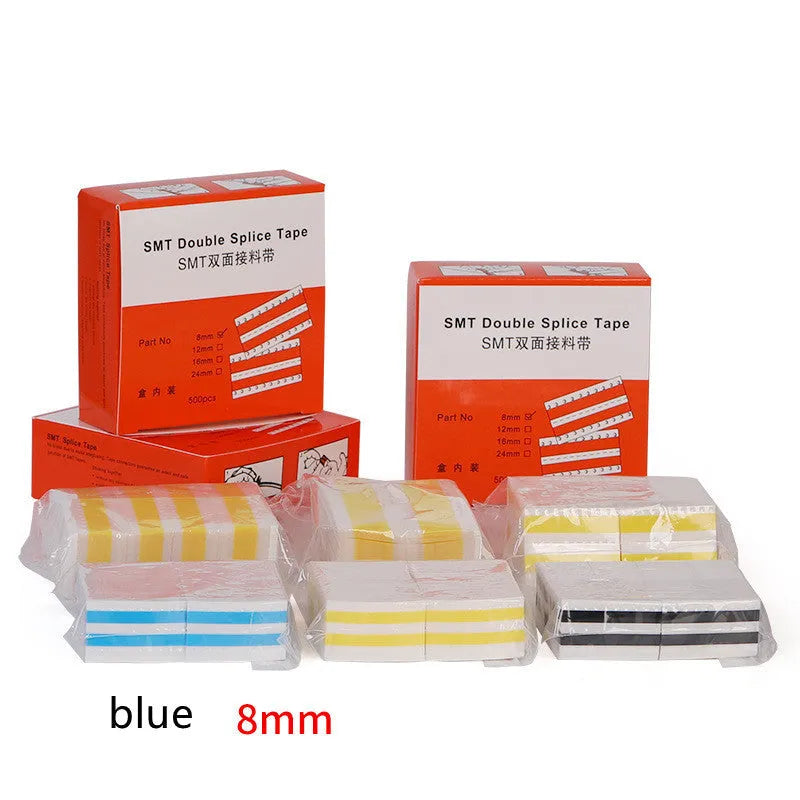 SMT double-sided splicing tape for placement machines in yellow, black, blue and gum colours