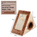 Triangle-shaped cat bed with integrated sisal scratching surface in grey white colour
