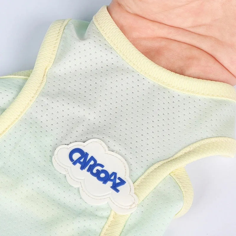 Lightweight polyester cat vest in sports style, shown in grass green colour