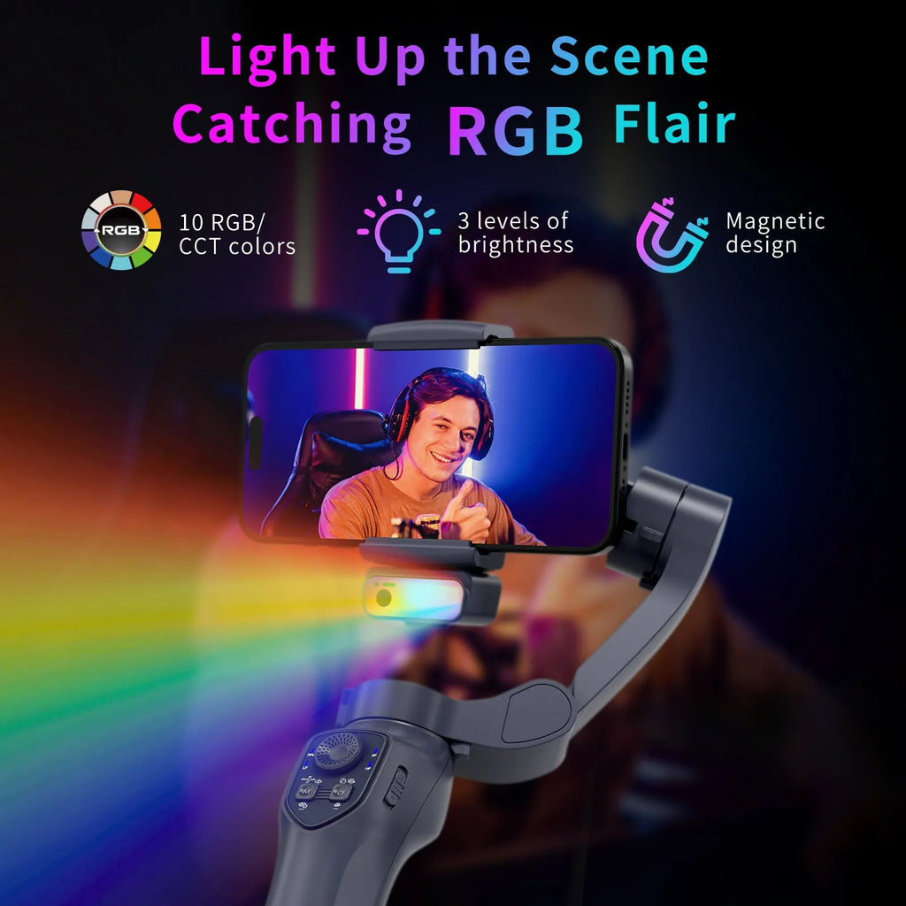 Gun colour foldable smartphone stabiliser head with USB charging port